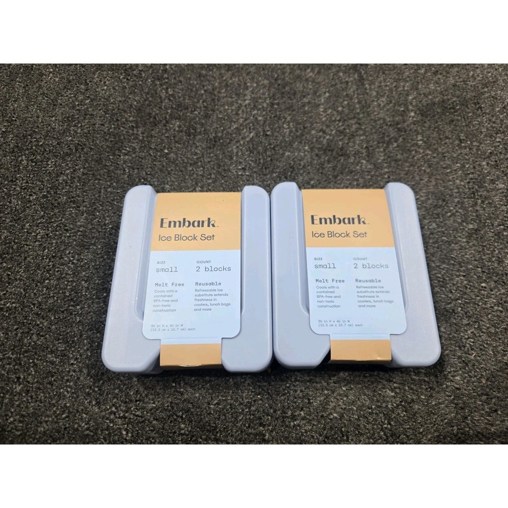 Embark Ice Block Set Small Reusable Cooler Ice Packs 2 Blocks BPA Free NEW